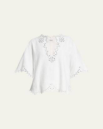 Isabel Marant Shana Eyelet Cotton Poplin Top