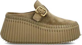 Chlo&eacute; Nama Platform Sabot - Dames - Sleehakken - Groen - 40 EU - Leer - Schoenen