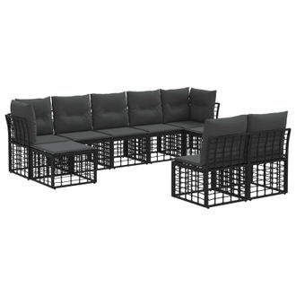 vidaXL Conjunto De Sof&aacute;s De Exterior Negro Y Gris Oscuro Poli&eacute;ster Vidaxl
