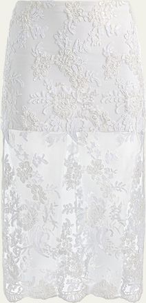Alice & Olivia Medine Embellished Lace Midi Skirt