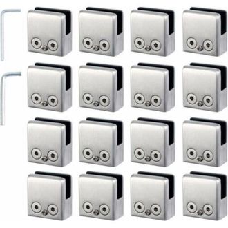 OEM 16 Abrazaderas Para Vidrio De 8-10 Mm, Soporte Para Vidrio De Acero Inoxidable, Abrazaderas De Tope Para Vidrio Cuadrado De 8-10 Mm Con 2 Llaves Hexag