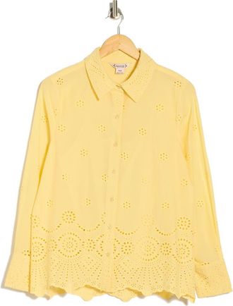 Nanette Lepore Long Sleeve Eyelet Top in Canary Yellow at Nordstrom Rack, Size X-Large