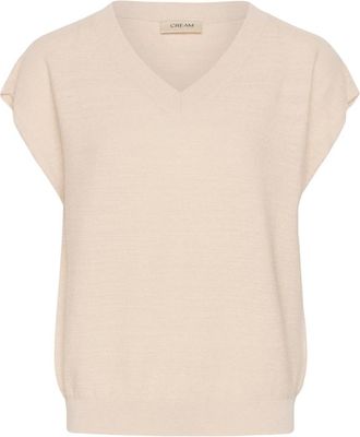 Cream Maglia Scollo a V - - Knitwear - Donna - Beige - L
