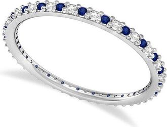 Allurez 14K 0.25 Ct. Tw. Diamond & Blue Sapphire Band Ring