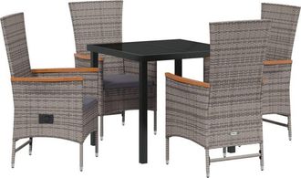 vidaXL Garden Dining Set with Cushion 5 pcs Grey Poly rattan Vidaxl