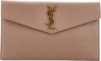 Saint Laurent Uptown Pouch Leather clutch bag - Beige