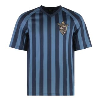 Fendi T-Shirts, male, Blue, XL, Striped motif polyester t-shirt