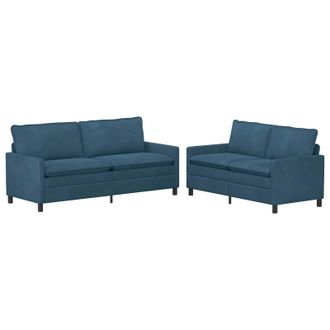 vidaXL Juego De Sof&aacute; 2 Uds. Azul Terciopelo Vidaxl