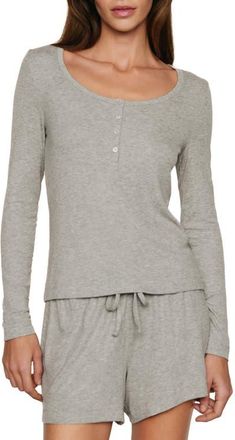 Eberjey Dream Rib Long Sleeve Pajama Henley in Dark Heather Grey at Nordstrom, Size X-Large