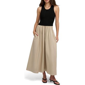 Favorite Daughter The Lennon Sleeveless Maxi Dress in Black/Khaki at Nordstrom, Size X-Small