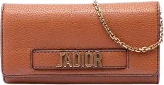 Dior Pre-owned JAdior Wallet on Chain - Dames - Vintage Accessoires - Bruin - ONE Size - Leer - Vintage