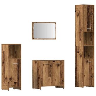 Berkfield Home 4 Piece Bathroom Furniture Set Old Wood Engineered Wood in Brown