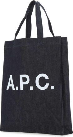 A.P.C. Mens Logo-Printed Denim Tote Navy Cotton