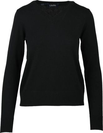 Max Mara Idoneo Pullover A V - Dames - Ronde hals truien - Zwart - S - Wol - Truien & Vesten