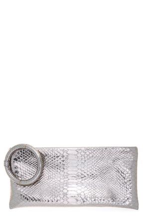 Tom Ford Python Embossed Leather Clutch in Silver at Nordstrom