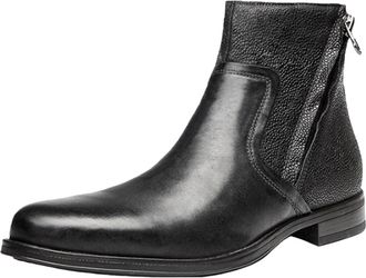 Generic Mens Classic Retro Chukka Boots Genuine Leather Slip On Ankle Dress Oxford Motorcycle Boots for Men (Black,6.5)