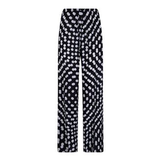 Dries Van Noten Polka Dot Wijde Pijpen Broek - Dames - Broeken - Zwart - Maat: XS Zijde