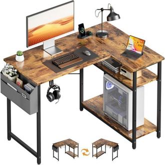 OEM Escritorio De Esquina - Hlonone - 110x80cm - Ergon&oacute;mico - Marr&oacute;n - Minimalista