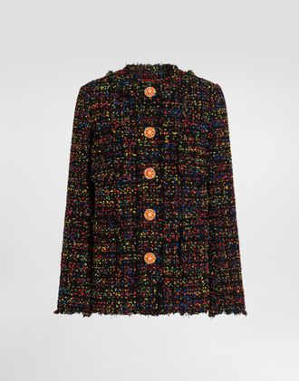 Dolce & Gabbana Tweed Jacket - Woman Coats And Jackets Multicolor 44
