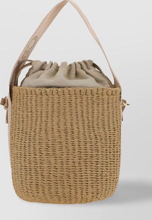 Chlo&eacute; woody small raffia bucket bag