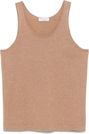 Brunello Cucinelli Top lamé - Marrone