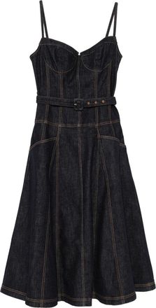Self Portrait Indigo Denim Flared Midi Dress