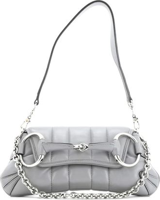 Gucci Horsebit Chain Vertical gewatteerde kleine leren schoudertas - Grijs