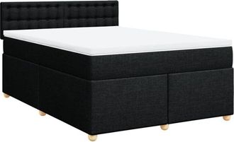 vidaXL Cama Box Spring Con Colch&oacute;n Tela Negro 140x190 Cm Vidaxl