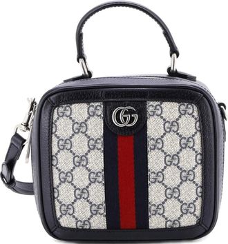 Gucci Ophidia Zip Around Top Handle Bag GG Coated Canvas with Leather Mini satchel - Blauw