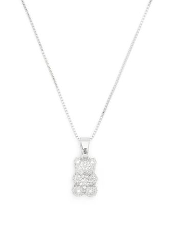 Crystal Haze Pave Nostalgia Bear crystal necklace - Silver
