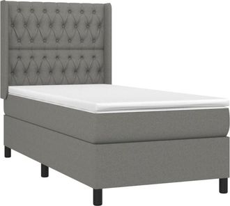 vidaXL Vidaxl - Cama Box Spring Colch&oacute;n Y Luces Led Tela Gris Oscuro 90x200 Cm