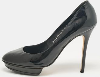 Gina Black Patent Leather Platform Pumps
