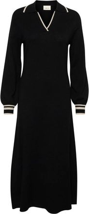 Cream Sportieve Gebreide Jurk in Pitch Black - Dames - Kleedjes - Zwart - S - Kleedjes