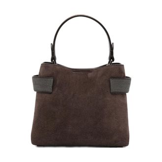 Brunello Cucinelli Essence Small Top-Handle Tas - Dames - Tassen - Bruin - Maat: ONE Size Zijde