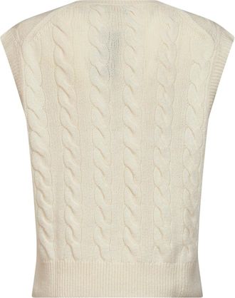 Polo Ralph Lauren Womens Cable-Knit Vest Cream Wool-Cashmere White Knitwear Sweater