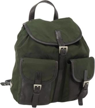 Prada Pre-owned Leren Rugzak - unisex - Vintage Rugzakken - Groen - ONE Size - Leer - Vintage