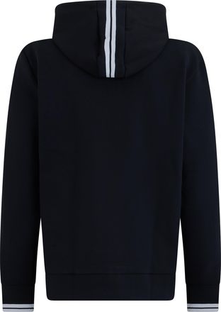HUGO BOSS Mens Hooded Zip-Up Sweatshirt Black Cotton Top