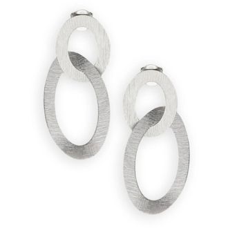 Lott. Gioielli Lott. Gioielli - Double Oval Charm Satin Earring - Dames - Accessoires - Grijs - Maat: ONE Size Satijn