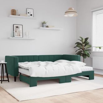 vidaXL Sof&aacute; Cama Nido Con Colch&oacute;n Terciopelo Verde Oscuro 80x200 Cm Vidaxl