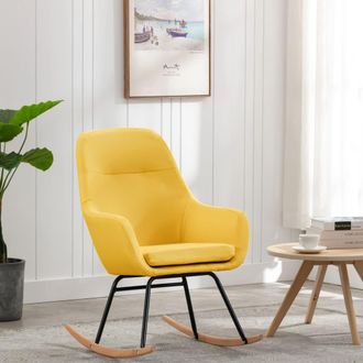 vidaXL Silla Mecedora De Tela Amarilla Mostaza Vidaxl