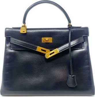 Herm&egrave;s Vintage Kelly 32 in Black Box Leather with Gold Hardware