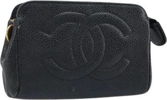 Chanel Pre-owned Clutches, female, Black, Size: ONE SIZE Pre-owned Caviar Skin Pouch