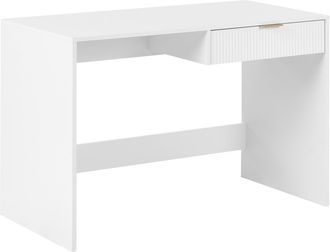 Beliani Escritorio De Oficina 1 Caj&oacute;n Estilo Escandinavo Patas Anchas 120 X 60 Cm Aglomerado Blanco Lutetia