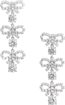 Self Portrait Intricate Tiered Bow Earrings With Crystal Embellishments