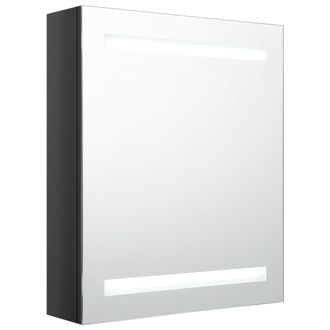 vidaXL Mueble De Ba&ntilde;o Con Espejo Led 50x14x60 Cm Negro Brillante 020006615