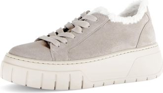 Gabor Plateausneaker GABOR, Damen, Gr. 38, beige (hellbeige), Textil, Veloursleder, Schuhe Plateausneaker, Plateau, Freizeitschuh, Halbschuh, Schn&uuml;rschuh mi