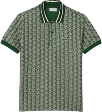 Lacoste Polo van jacquard met klassieke pasvorm en monogram - Heren - Polos - Groen - 3XL - Katoen - Tops