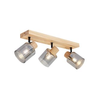 QAZQA Qazqa Foco Inteligente De Madera Con Cristal Ahumado De 3 Luces