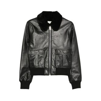 Isabel Marant Leren bomberjack - Dames - Jassen - Zwart - Maat: XS Zijde
