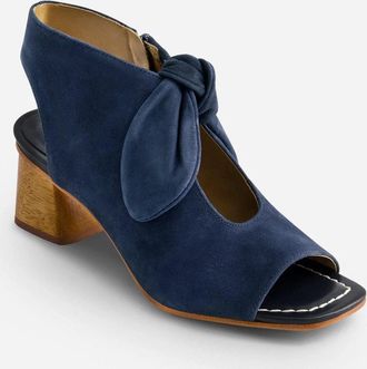 Bernardo Womens Bernardo Lizzie Sandals Navy Suede Bow Block Heel Shootie VER1253